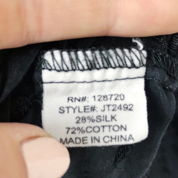 Francescas Black Silk Appliqué Blouse Sz Small - Picture 5 of 6